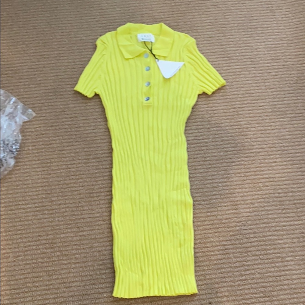 Lulu nwt neon yellow rib dress body con